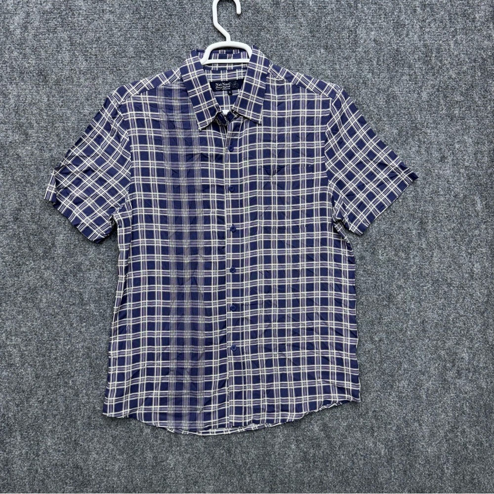 Nat Nast 136581 silk blend short sleeve button up shirt‎ Men's size Medium M